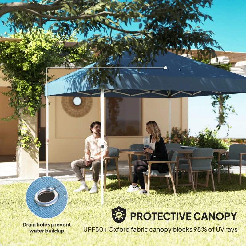 Outsunny 10' x 10' Pop Up Canopy Tent w/ Sidewall, UPF50+ Height Adjustable Instant Sun Shelter w/ Storage Pockets, Sea Blue