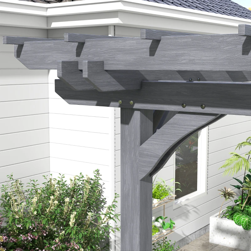 Outsunny 12' x 10' Wooden Pergola, Outdoor Grape Gazebo for Garden, Patio, Backyard, Deck, Gray