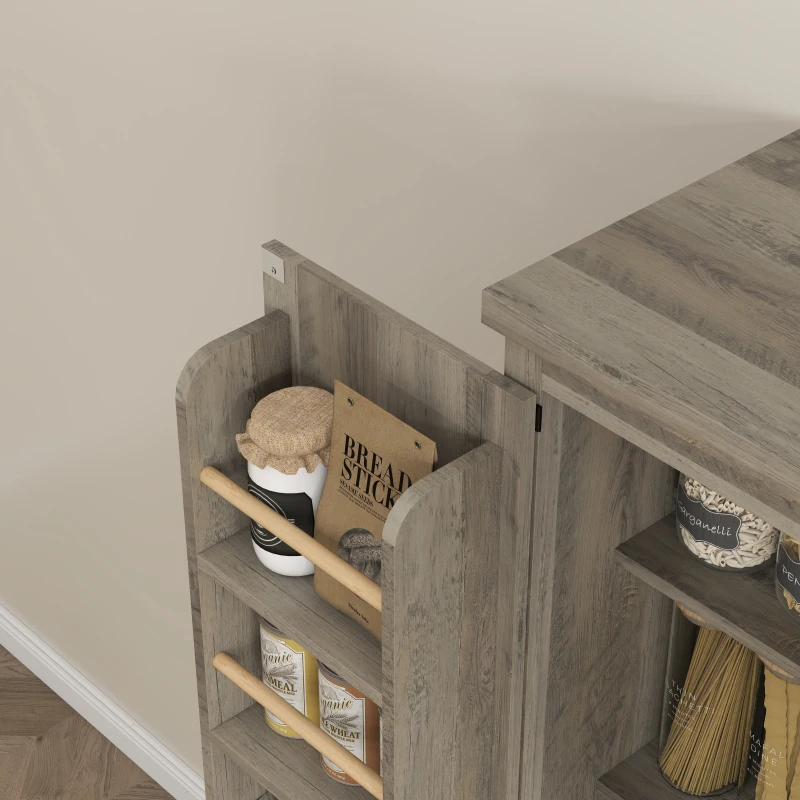 HOMCOM Farmhouse Kitchen Pantry Storage Cabinet, 64" Freestanding Kitchen Pantry Cabinet with Drawers, Distressed Grey