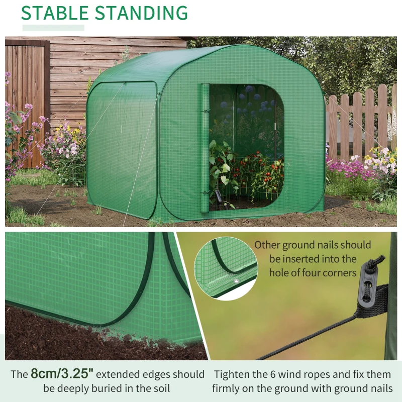 Outsunny 7' x 7' x 6' Portable Walk-in Greenhouse with Carrying Bag, Pop-up Setup, Outdoor Garden Canopy Hot House, Zipper Door for Growing Flowers, Herbs, Vegetables, Saplings, Succulents, Green