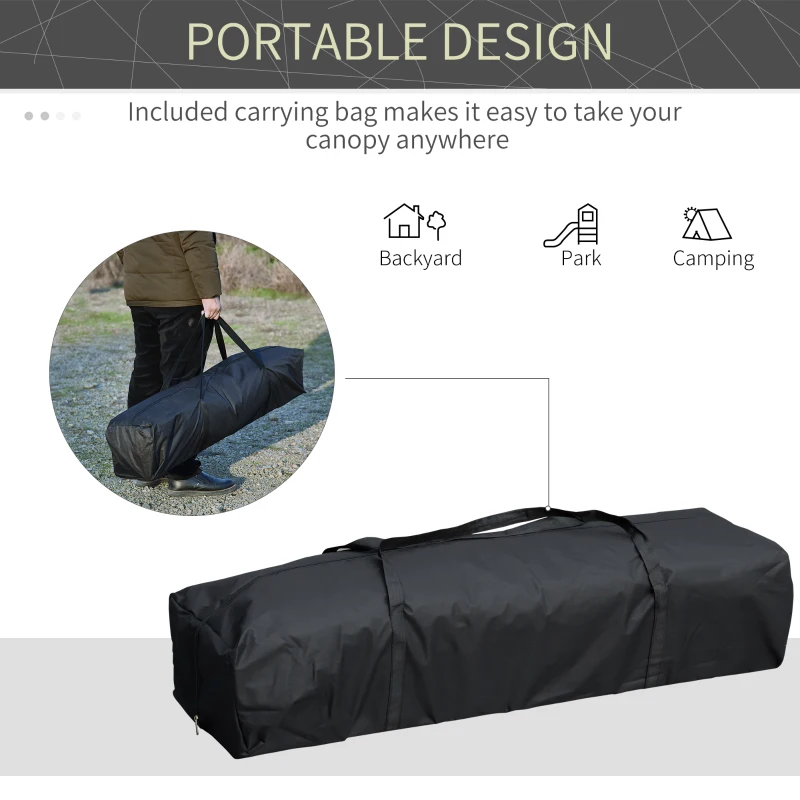 Outsunny 10' x 20' Pop Up Canopy Tent with Steel Frame, 3-Level Adjustable Height and Storage Bag, Instant Sun Shelter Event Tent for Patio Backyard and Garden, Brown