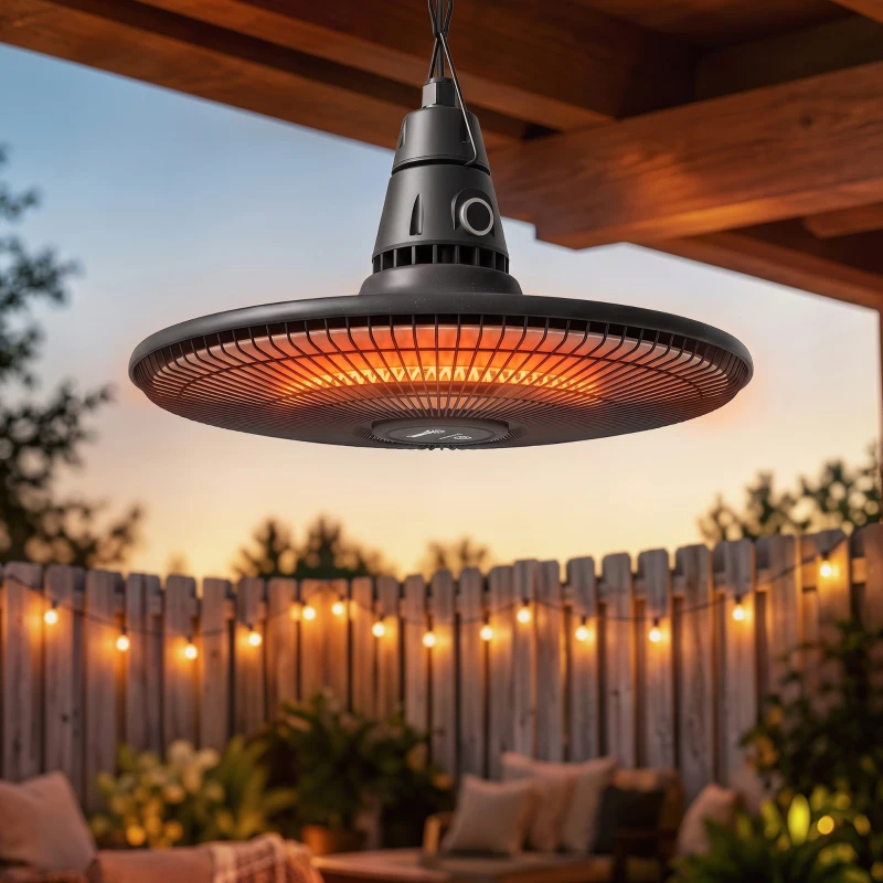 Outsunny 1500W Electric Patio Heater, IP65 Hanging Infrared Outdoor Heater with Carbon Fiber Tube, Remote Control, Black
