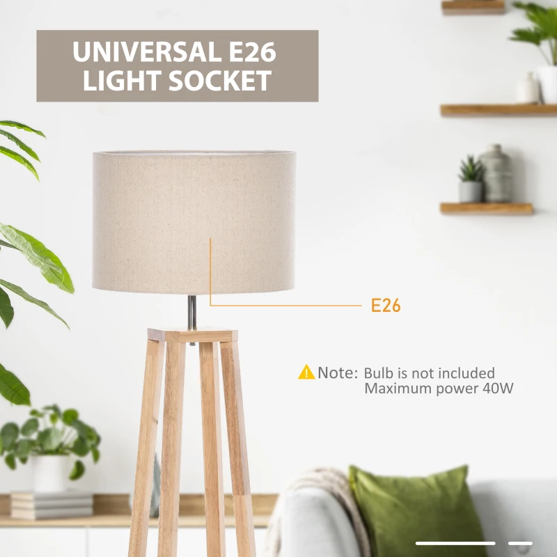 HOMCOM Modern Floor Lamp, Standing Lamp with Drum Lampshade, Foot Switch for Living Room, Bedroom, Office