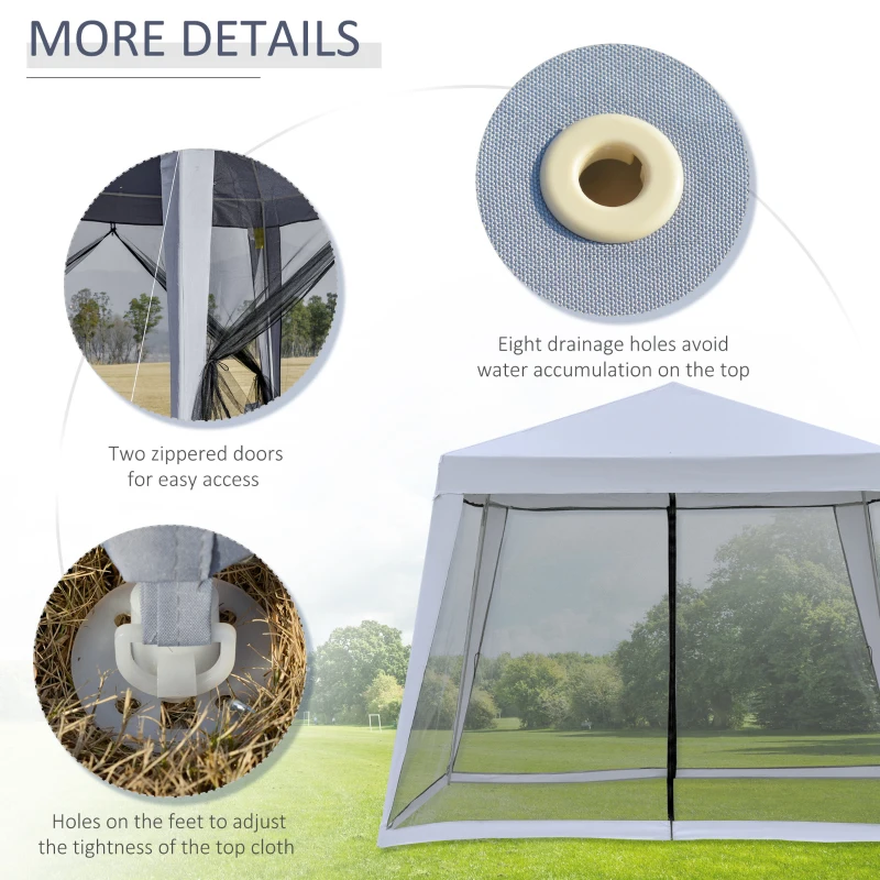 Outsunny 10'x10' Outdoor Party Tent Canopy with Mesh Sidewalls, Patio Gazebo Sun Shade Screen Shelter, gray
