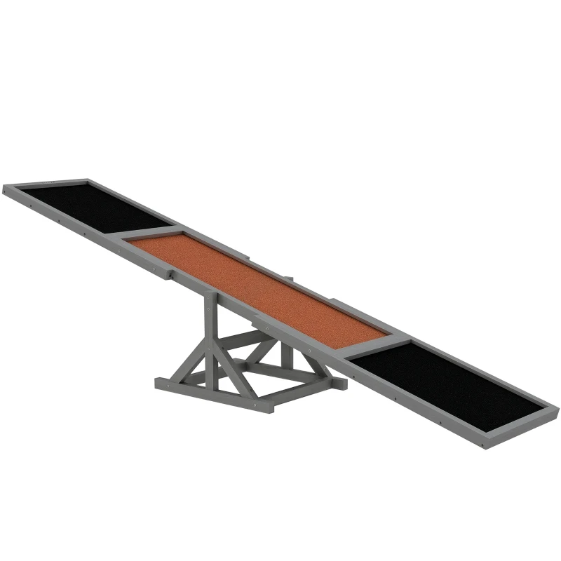 PawHut Wooden Dog Agility Seesaw for Training and Exercise, Weather Resistant, 83" L x 16" W x 14" H, Gray