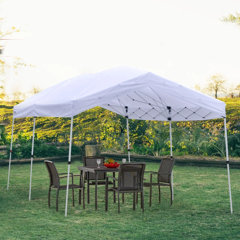 Outsunny 10' x 20' Heavy Duty Pop Up Canopy with Easy Set-Up Design, 3-Level Adjustable Height, Roller Bag, Event Tent for Patio Backyard Garden Wedding Party