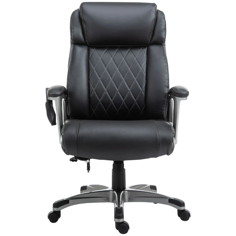 Vinsetto High Back 6-Point Massage Home Office Chair, Swivel Faux Leather Task Chair with Headrest, and Padded Armrests, Black