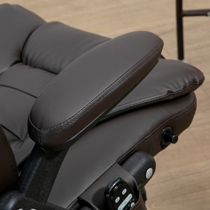 HOMCOM Massage Office Chair, Heated Reclining Computer Chair with 6 Vibration Points, Armrest and Remote, Dark Brown
