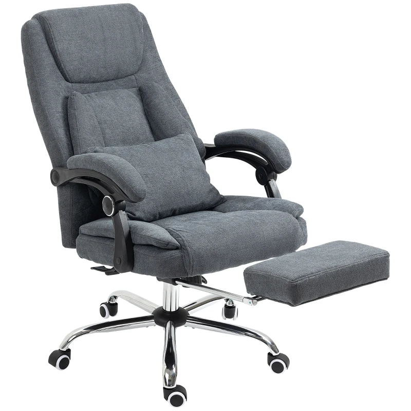 Vinsetto 3D Kneading Massage Office Chair with Reclining, Swivel Fabric Computer Chair with Footrest, Armrest, Gray