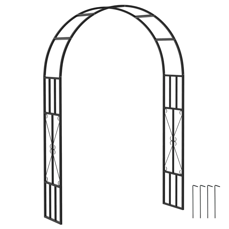 Outsunny 7.3ft Steel Garden Arch Trellis, Garden Arbor Trellis for Climbing Plants Roses Wisteria Vines, Black