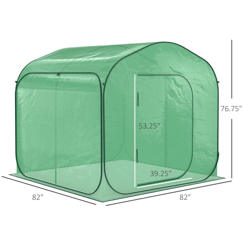 Outsunny 7' x 7' x 6' Portable Walk-in Greenhouse with Carrying Bag, Pop-up Setup, Outdoor Garden Canopy Hot House, Zipper Door for Growing Flowers, Herbs, Vegetables, Saplings, Succulents, Green