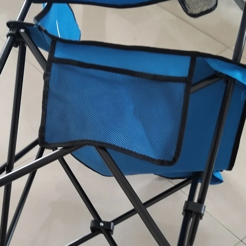 Outsunny Outdoor Rocking Chair Folding Camping Chair Portable Rocker with Armrests, Side Cup Holders, & Carry Bag, Blue