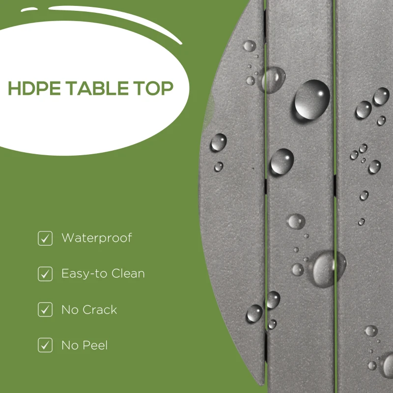 Outsunny Aluminum Frame Round Patio Table with Umbrella Hole, Outdoor Dining Table for 4 People, Dark Gray