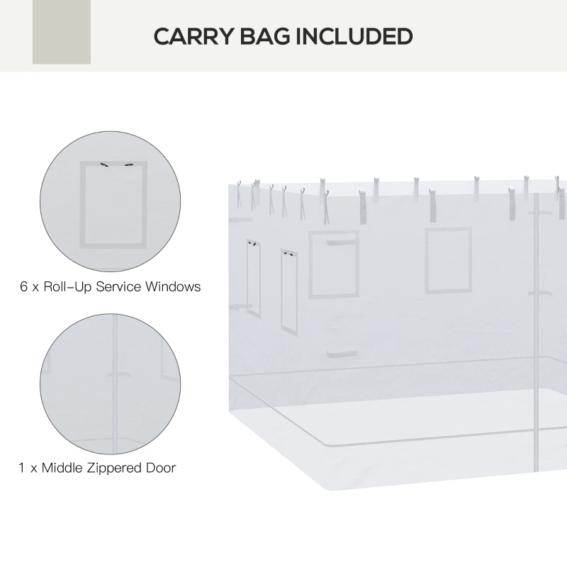 Outsunny Canopy Screen Walls, Replacement Netting with 6 Service Windows and 1 Door, for 10' x 10' Canopy Tent, White