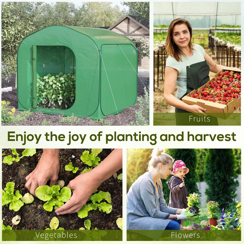 Outsunny 7' x 7' x 6' Portable Walk-in Greenhouse with Carrying Bag, Pop-up Setup, Outdoor Garden Canopy Hot House, Zipper Door for Growing Flowers, Herbs, Vegetables, Saplings, Succulents, Green