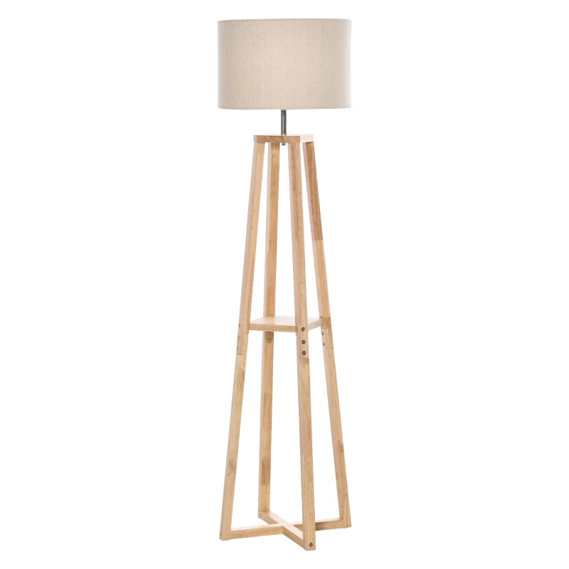 HOMCOM Modern Floor Lamp, Standing Lamp with Drum Lampshade, Foot Switch for Living Room, Bedroom, Office