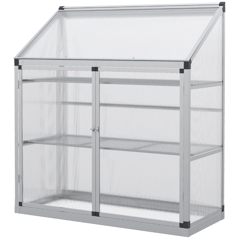 Outsunny 3 tier Greenhouse Outdoor Plant Garden Transparent Sunlight Board w / Foundation