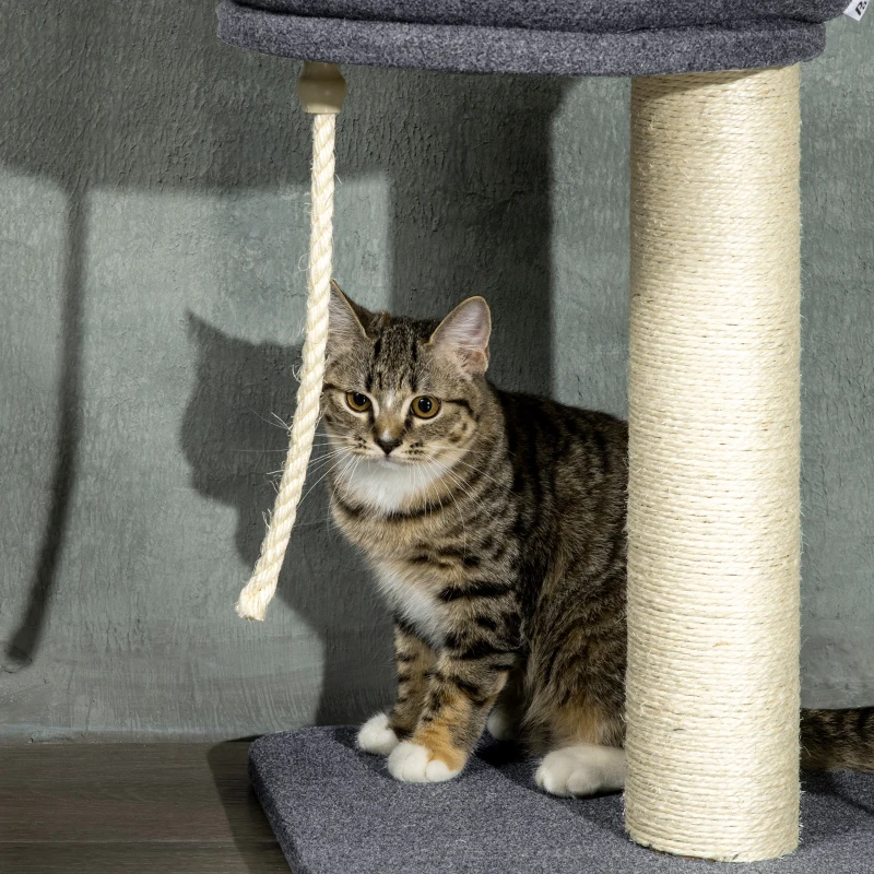 PawHut Floor To Ceiling Cat Tree, 5-Tier Cat Climbing Tower, 95''-106'' Height Adjustable with Carpeted Platforms, Cozy Bed