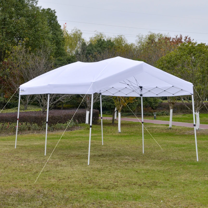Outsunny 10' x 20' Heavy Duty Pop Up Canopy with Easy Set-Up Design, 3-Level Adjustable Height, Roller Bag, Event Tent for Patio Backyard Garden Wedding Party