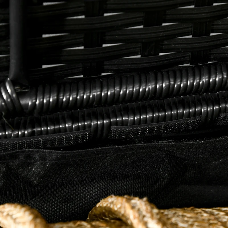 Outsunny Outdoor Deck Box & Shoe Storage, PE Rattan Wicker Towel Rack with Liner for Indoor, Outdoor, Patio Furniture Cushions, Pool, Garden Tools, Black