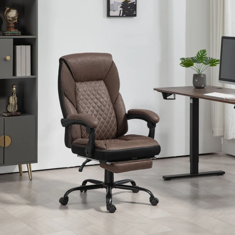 HOMCOM Executive Office Chair with footrest, High Back Desk Chair, Reclining Swivel Chair, Dark Brown