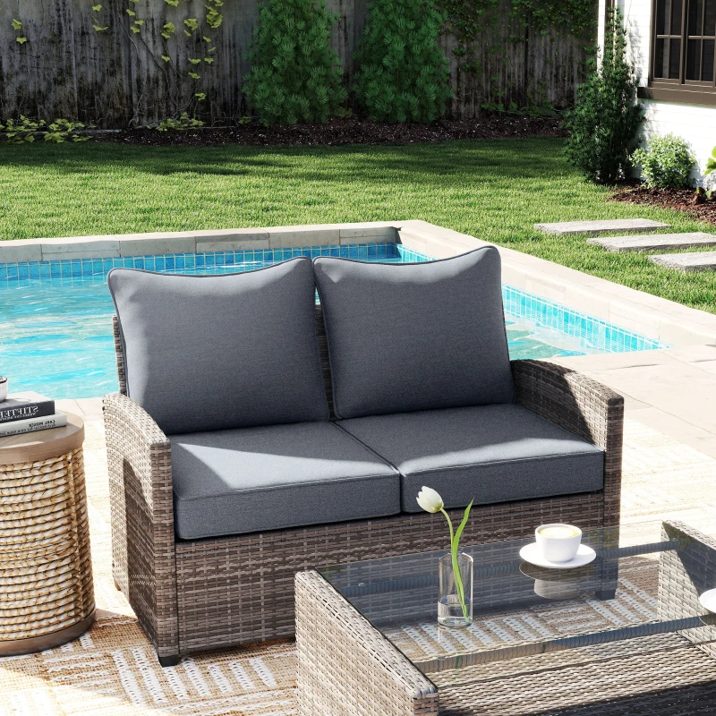 Outsunny Patio Chair Cushions Set of 2 with Seat & Backrest, Fade Resistant Seat Replacement Cushion Set, Gray