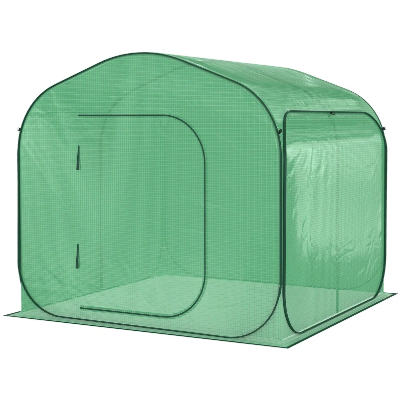Outsunny 7' x 7' x 6' Portable Walk-in Greenhouse with Carrying Bag, Pop-up Setup, Outdoor Garden Canopy Hot House, Zipper Door for Growing Flowers, Herbs, Vegetables, Saplings, Succulents, Green