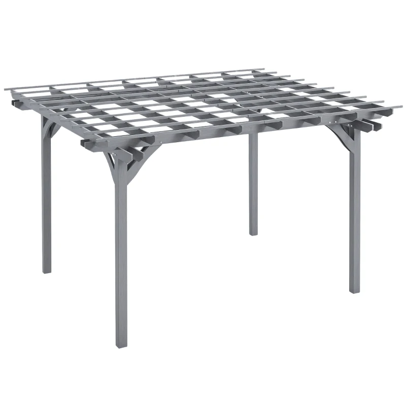 Outsunny 12' x 10' Wooden Pergola, Outdoor Grape Gazebo for Garden, Patio, Backyard, Deck, Gray