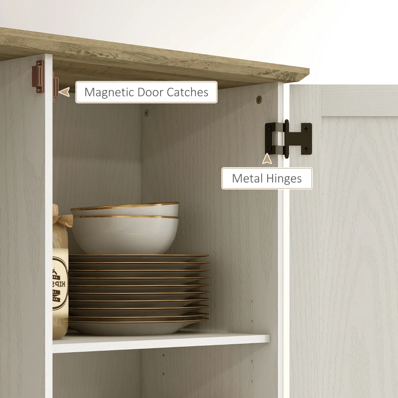 HOMCOM 70" Tall Kitchen Pantry Cabinet with Spice Racks and Adjustable Shelves for Living Room, Dining Room, White