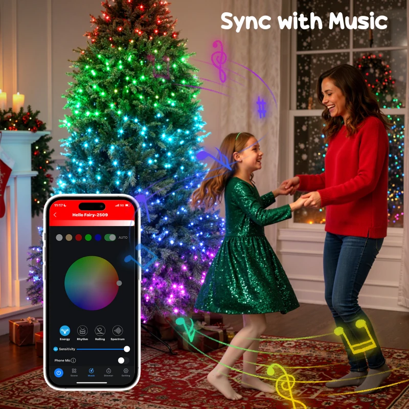 HOMCOM 9ft Prelit Christmas Tree with Full-Spectrum LEDs, Smart App Control, Wide Full Hinged Xmas Tree, Easy Assembly