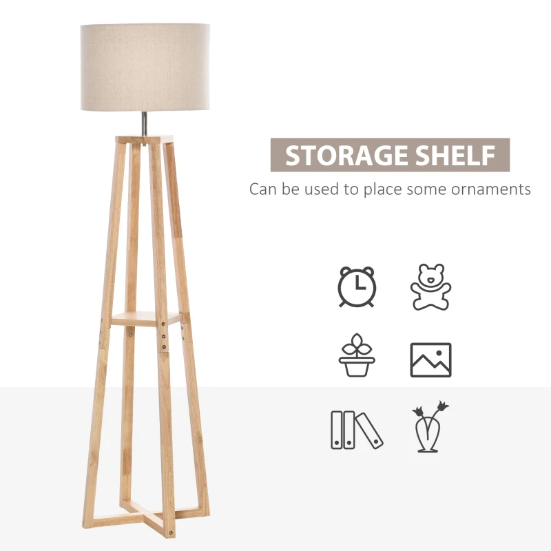 HOMCOM Modern Floor Lamp, Standing Lamp with Drum Lampshade, Foot Switch for Living Room, Bedroom, Office