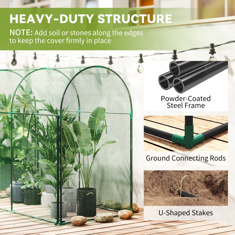 Outsunny Crop Cage, 6' x 3' x 5' Large Plant Protection Tent with Zippered Door, Outdoor Garden Cage, Green