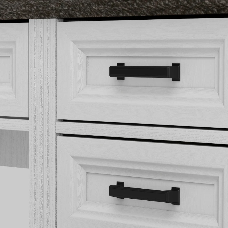 HOMCOM 58" Home Office Desk with Soft-Close Drawers, Farmhouse Executive Desk with File Drawer for Letter Size, White
