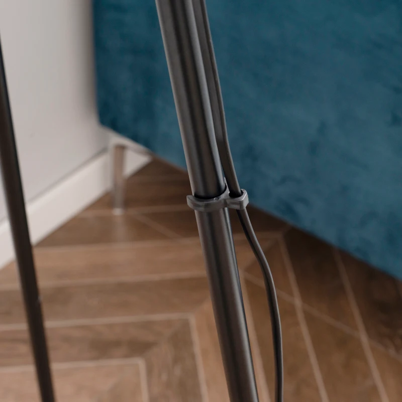 HOMCOM Modern Tripod Floor Lamp, Freestanding Lamp w/ Fabric Lampshade and E26 Base for Living Room, No Bulb - Black