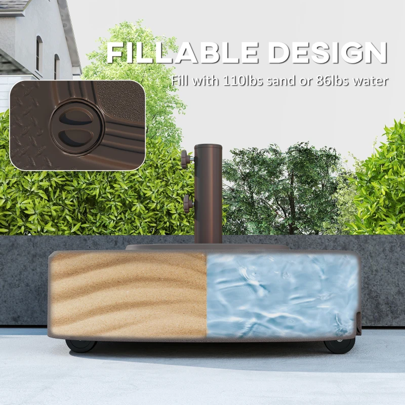Outsunny Patio Umbrella Base Outdoor Umbrella Stand with Wheels for 1.5"/1.9" Umbrella Poles