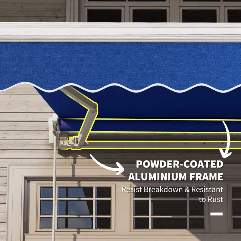 Outsunny 8' x 6.6' Patio Retractable Awning, Manual Exterior Sun Shade Deck Window Cover, Blue