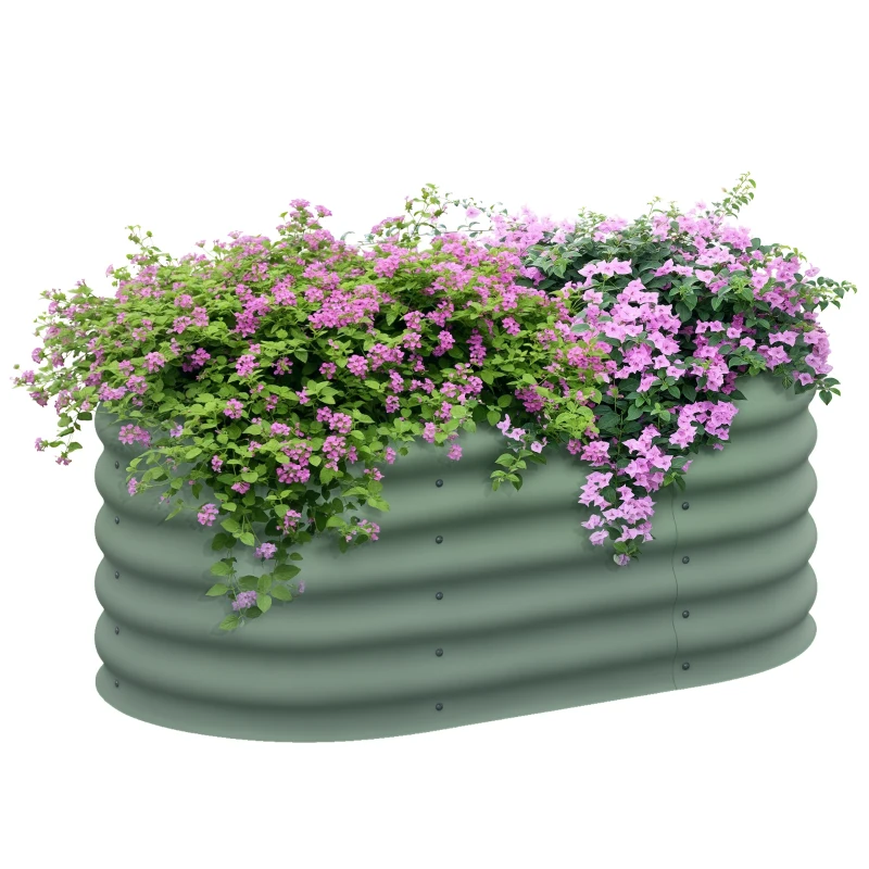 Outsunny 3.4' x 2' x 1.4' Galvanized Raised Garden Bed Kit, Metal Planter Box with Safety Edging, Green