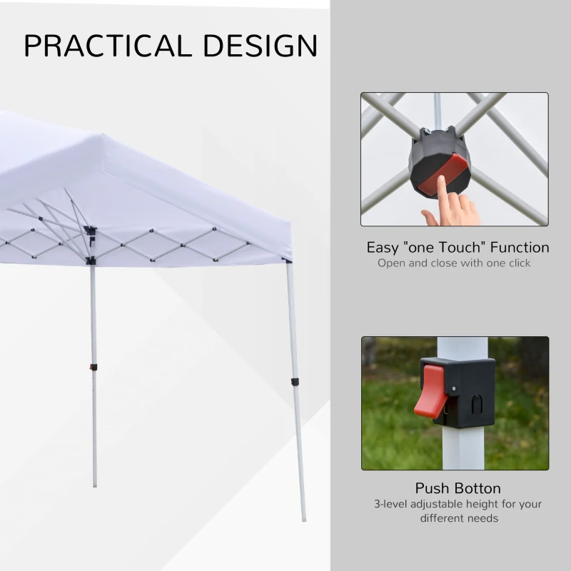 Outsunny 10' x 20' Heavy Duty Pop Up Canopy with Easy Set-Up Design, 3-Level Adjustable Height, Roller Bag, Event Tent for Patio Backyard Garden Wedding Party