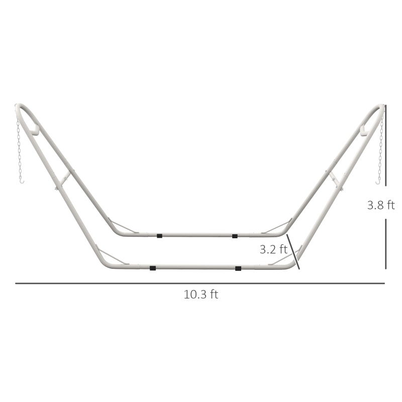 Outsunny Hammock Stand, Portable Adjustable Steel Frame Hammock Stand, Weather Resistant, 10.3', 550 lbs. Capacity, White
