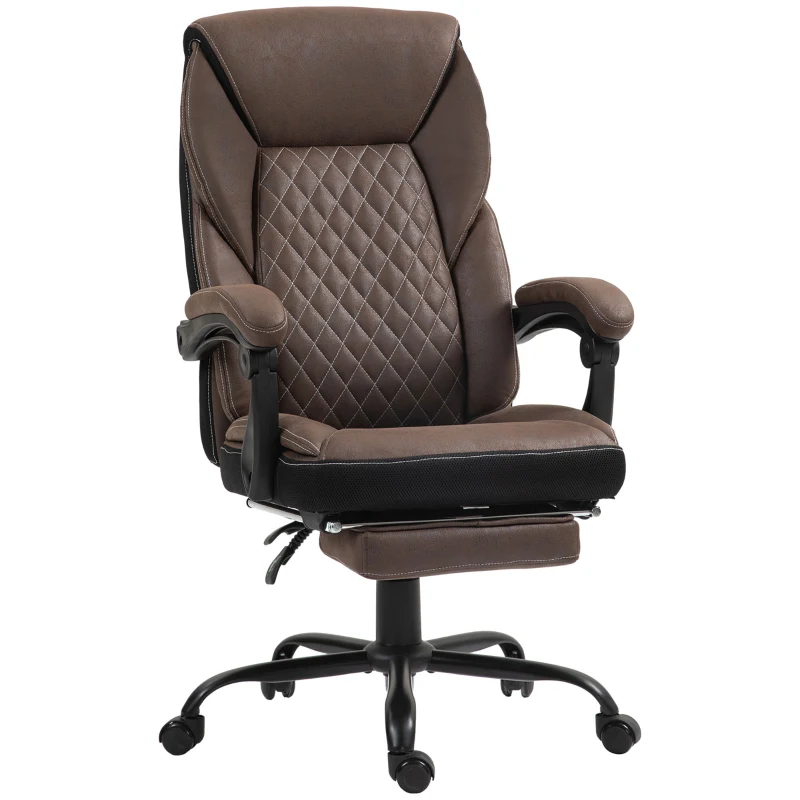 HOMCOM Executive Office Chair with footrest, High Back Desk Chair, Reclining Swivel Chair, Dark Brown