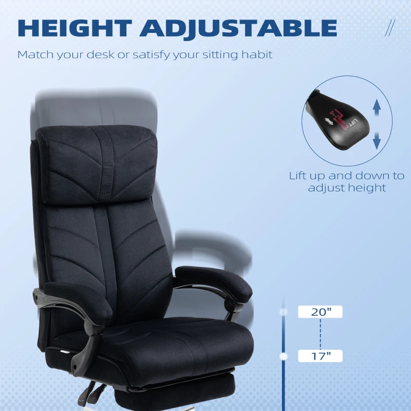 Vinsetto High-Back Office Chair Computer Desk Chair with Footrest Reclining Function and Adjustable Height Black