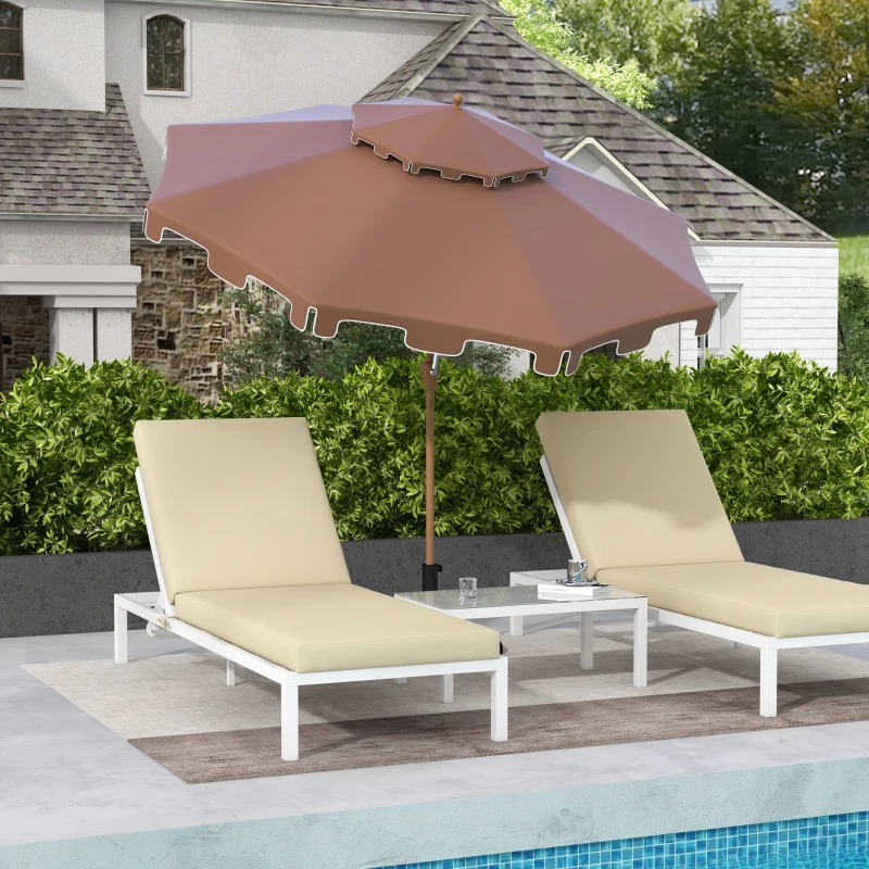 Outsunny 8.8' Patio Umbrella with Push Button Tilt and Crank, Brown