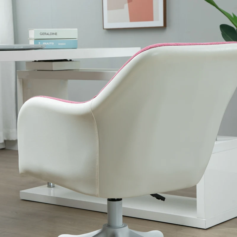 Vinsetto Office Chair, Lumbar Massage Desk Chair with Barrel Chair Armrests, USB Powered Massage, Mid-Back, 360 Swivel, Throw Pillow, Adjustable Height, Pink