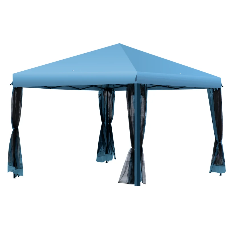 Outsunny 10' x 10' Pop Up Canopy Tent with Netting, Instant Gazebo, Ez up Screen House Room with Carry Bag, Height Adjustable, for Outdoor, Garden, Patio, Light Blue