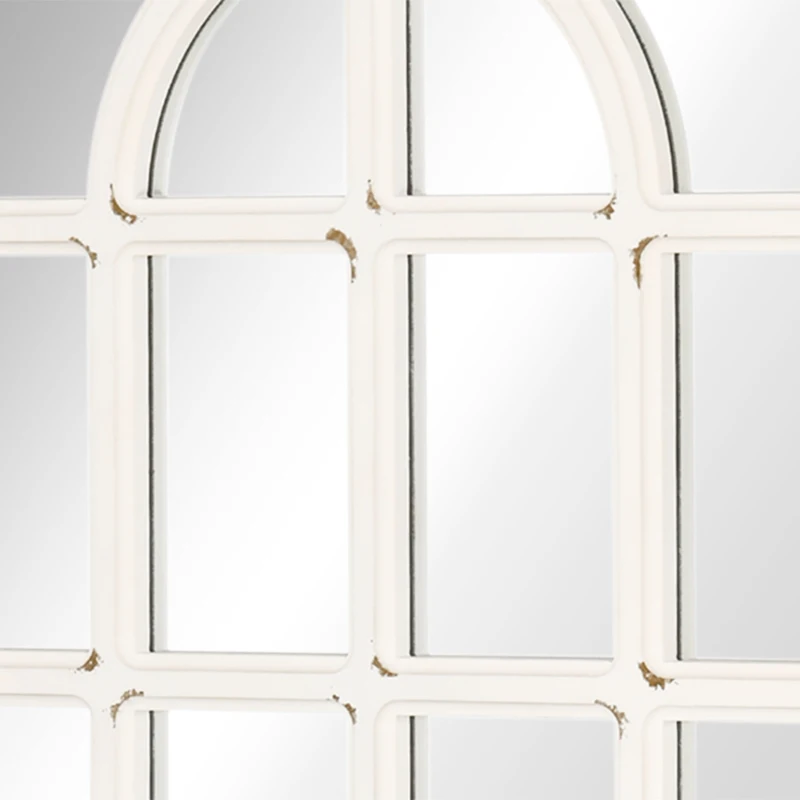 HOMCOM 43" x 27.5" Large Wall Mirror, Arch Window Mirror for Wall Decor in Living Room, Bedroom, Entryway, Rustic White