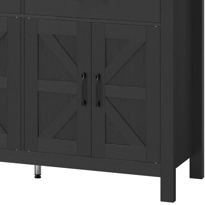 HOMCOM Sideboard Buffet Cabinet, Farmhouse Kitchen Storage Cabinet w/ 2 Drawers and Shelves for Living Room, Entryway