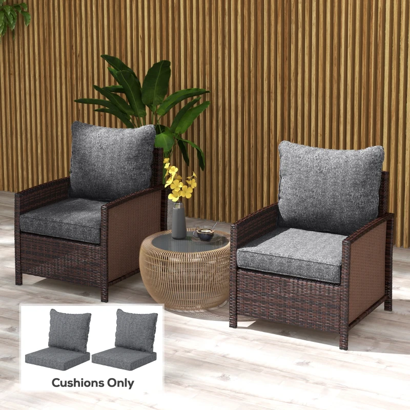 Outsunny Patio Chair Cushions Set of 2 with Seat & Backrest, Fade Resistant Seat Replacement Cushion Set, Gray