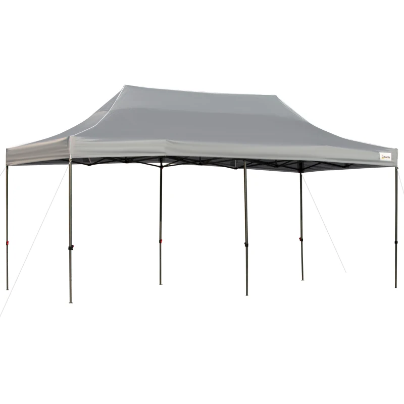 Outsunny 10' x 20' Pop Up Canopy Tent with Sidewalls & Doors, Instant Tents for Parties with Wheeled Carry Bag, Height Adjustable, for Outdoor, Garden, Patio, Gray
