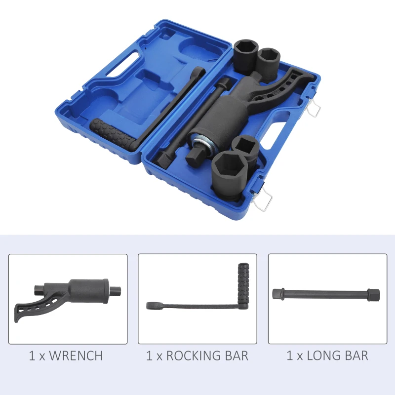 HOMCOM Heavy Duty Torque Multiplier Wrench Set, Amplifie Lug Nut Remover, 1:64 Labor Saving Wrench Tool with Carrying Case
