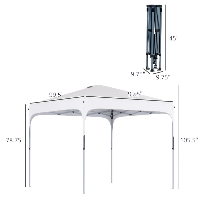 Outsunny 8' x 8' Pop Up Canopy Tent with Wheeled Carry Bag and 4 Sandbags, Instant Sun Shelter, Tents for Parties, Height Adjustable, for Outdoor, Garden, Patio, White